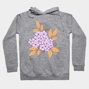 Vintage hydrangea flowers botanical design in lavender and blue Hoodie